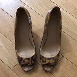 J. Crew Leopard Print Peep Toe Heels 6
